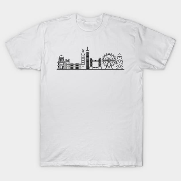 London Skyline in black with details T-Shirt by Mesyo